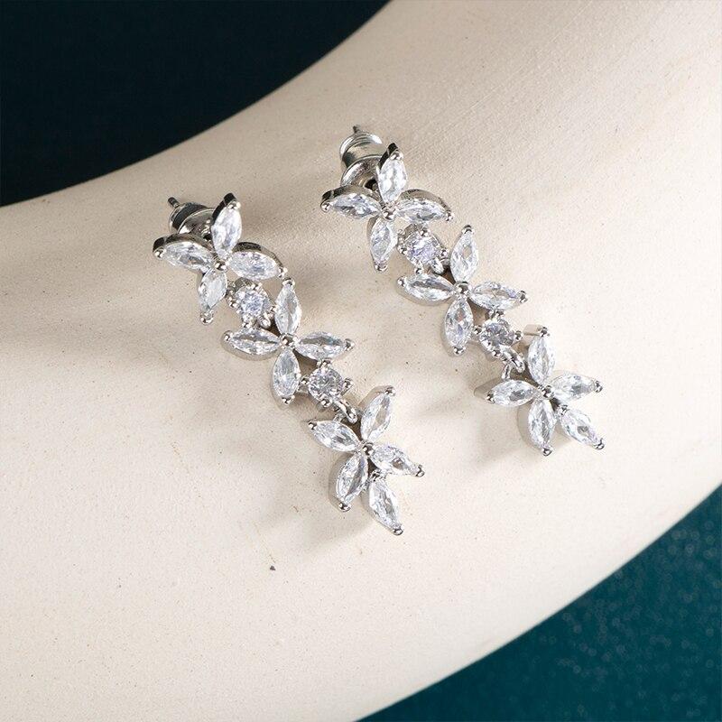 BELLA BOX Aesthetic Earrings For Women Brilliant Marquise Cubic Zirconia Stone Engagement Wedding Party Romantic Accessories