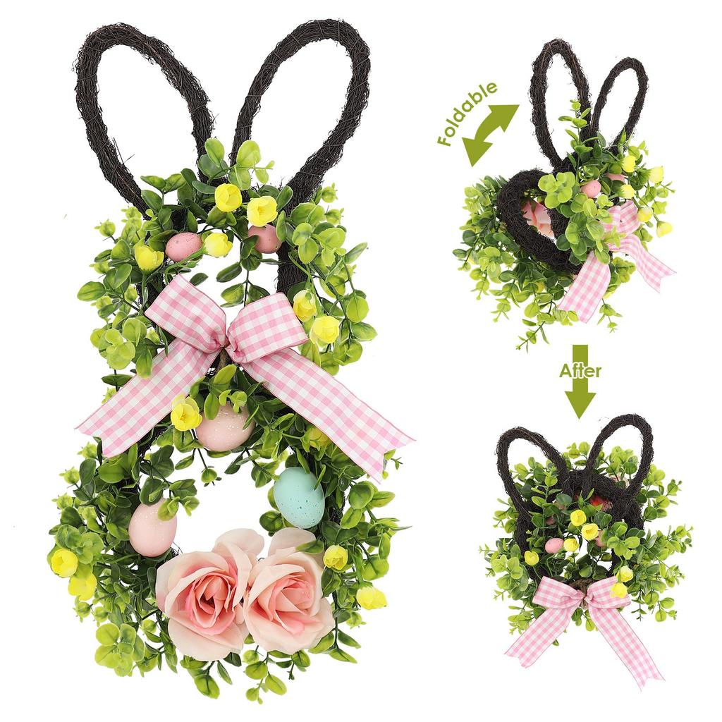 Easter Bunny Flower Garland Decorative Easter Flower Garland - Foldable Home Decoration Item