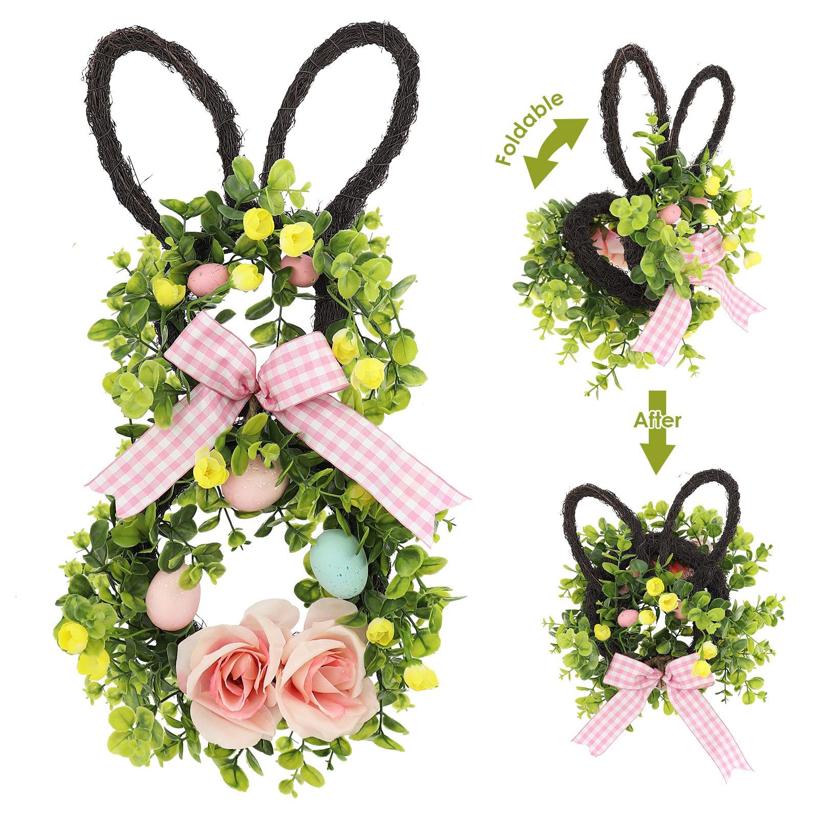 

Easter Bunny Flower Garland Decorative Easter Flower Garland - Foldable Home Decoration Item One Size розовый