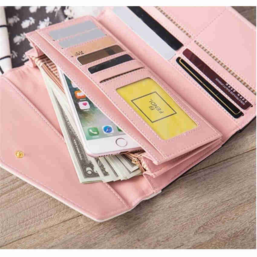 Fashion Females Small Floral Rhombus Envelope Buckle Long Wallet Women Clutch Wallet