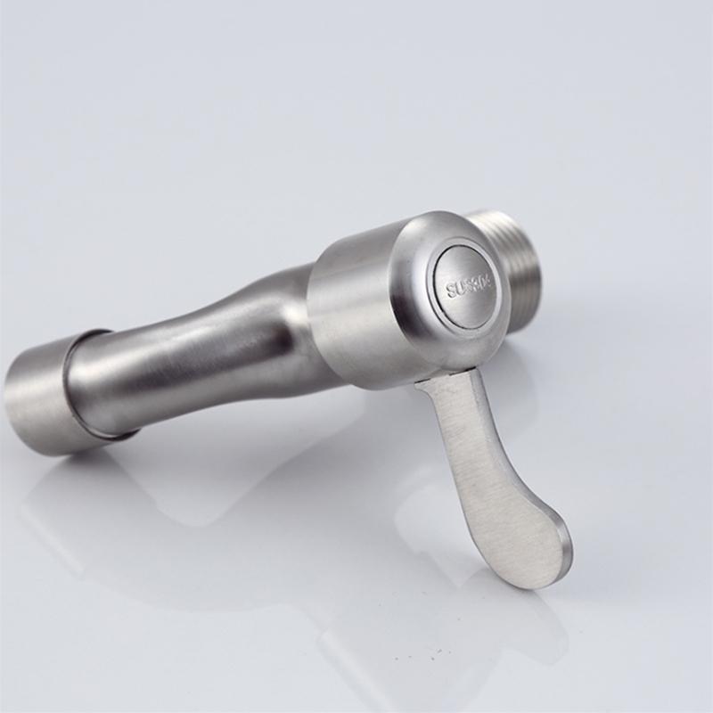Modern Fashion 304 Stainless Steel 3/4' Fast Open Lengthen Faucet with Creative Handle for Garden Washing Machine Cold Water Tap