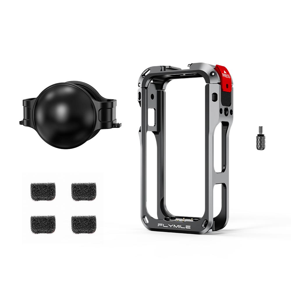 Flymile X6 Cage Metal Protective Case for Insta360 X6 Accessories Camera Aluminum Alloy Frame Cage with Silicone Lens Cover