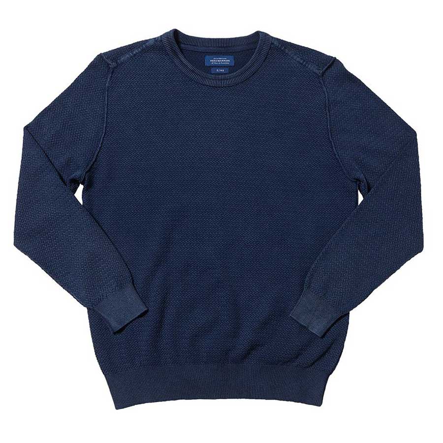 Black Brown Round Waffle Dyed Cotton Knit [Navy] Navy/S
