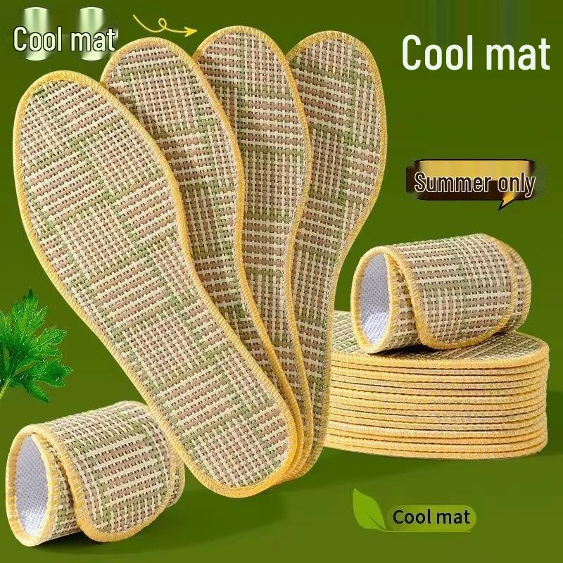 Summer Cool Mat Insoles (5 Pairs for New Customers) - Breathable, Sweat-Absorbent, Anti-Odor, Bamboo, Ice-Cool Comfort for Men & Women
