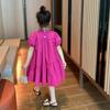Summer Girls Dress Spring Children Sweet Princess Gown Kids Casual Short-sleeve Vestidos Baby Girl Solid Color Clothing Dresses