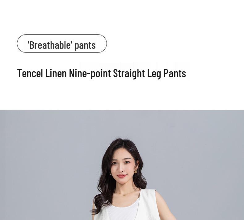 Guangmei Women’s High-Waist Linen Lyocell Wide-Leg Pants