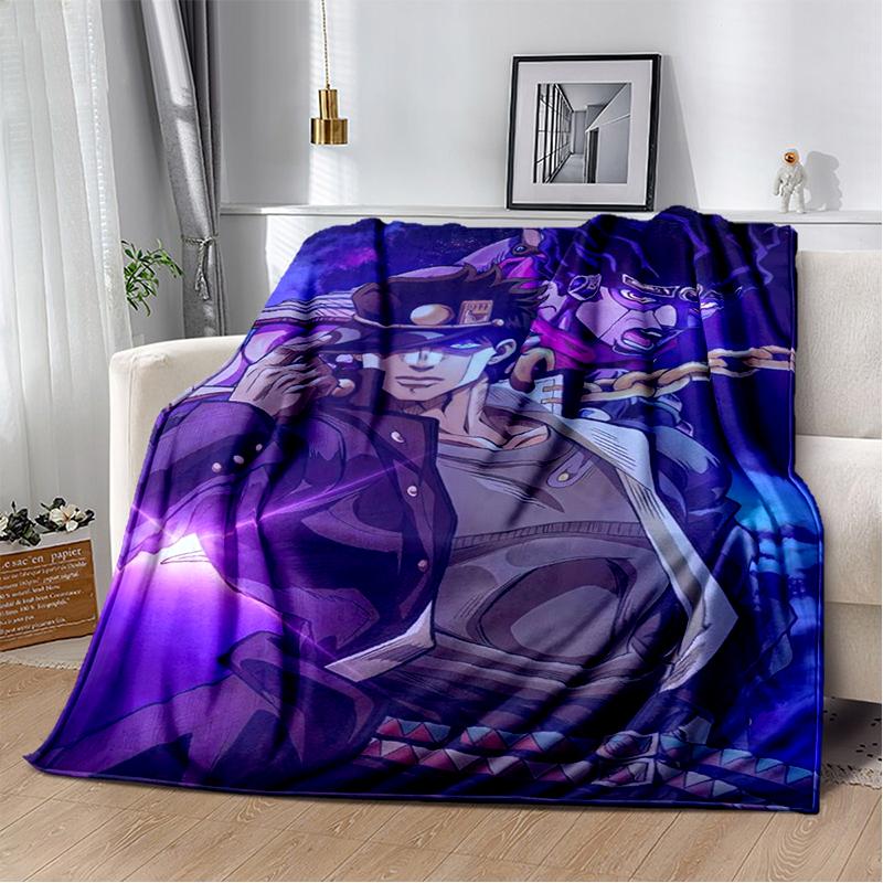 3D Jojo's Bizarre Adventure Cartoon Anime Blanket,Soft Throw Blanket for Home Bedroom Bed Sofa Travel Picnic Office Cover Kids