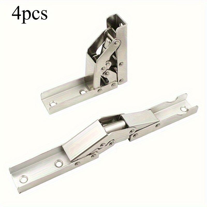 2/4pcs Modern Silvery 90-Degree Folding Hinges, No-Slot Flush Mount, 180-Degree Countertop Support, Hidden Design for Cabinets &