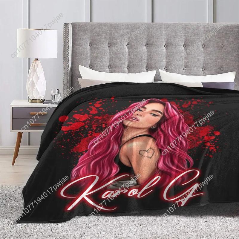 Karol G Christmas Gift Flannel Blanket Pop Music Singer Super Soft Throw Blanket for Chair Travel Cute Bedspread Sofa Bed Cover