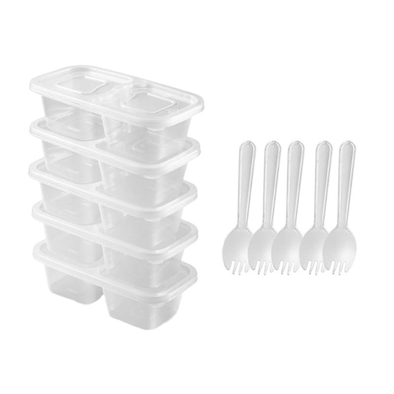 Double Compartment Snack Containers Sauce Cups Snack Container With Lids Compact Travel Food Storage Box For Friends Adults 1449₽