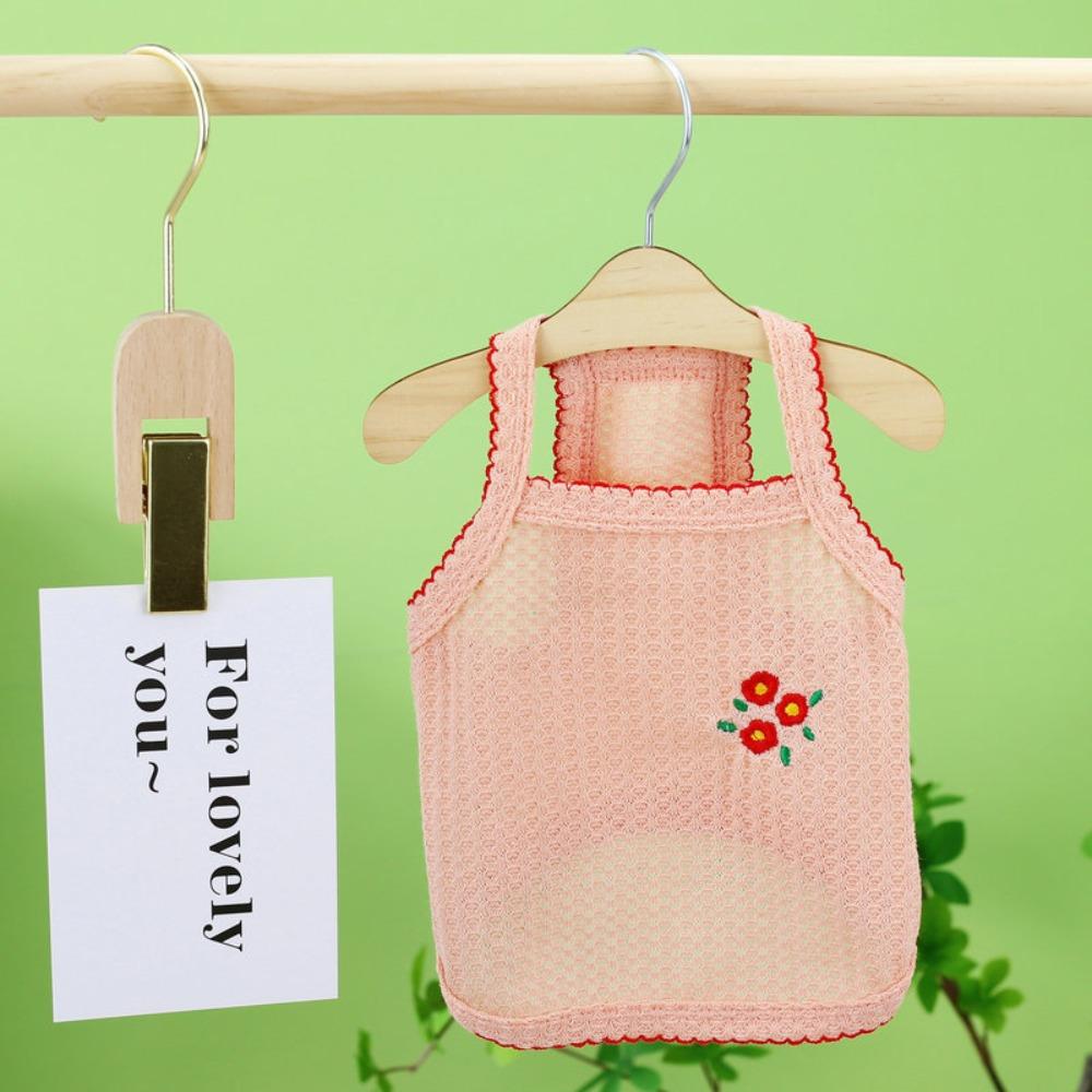 

Breathable Floral Embroidery Thin Shirt XS~XL Pet Clothes Casual Dog Sling Vest Spring/Summer Pink / XS