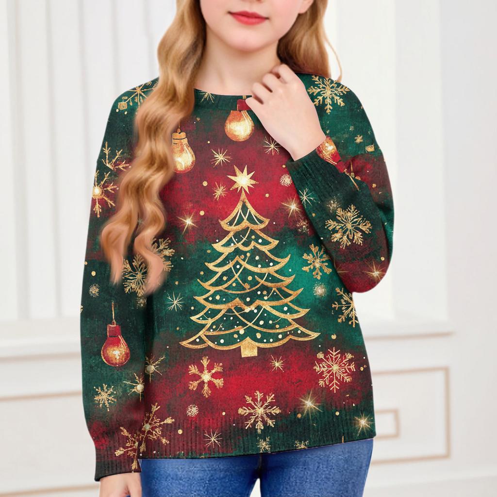 Christmas Day Sweatshirts For Children Boys And Girls Knit Sweater Cute Shirt Fall Crewneck Pullover Tops