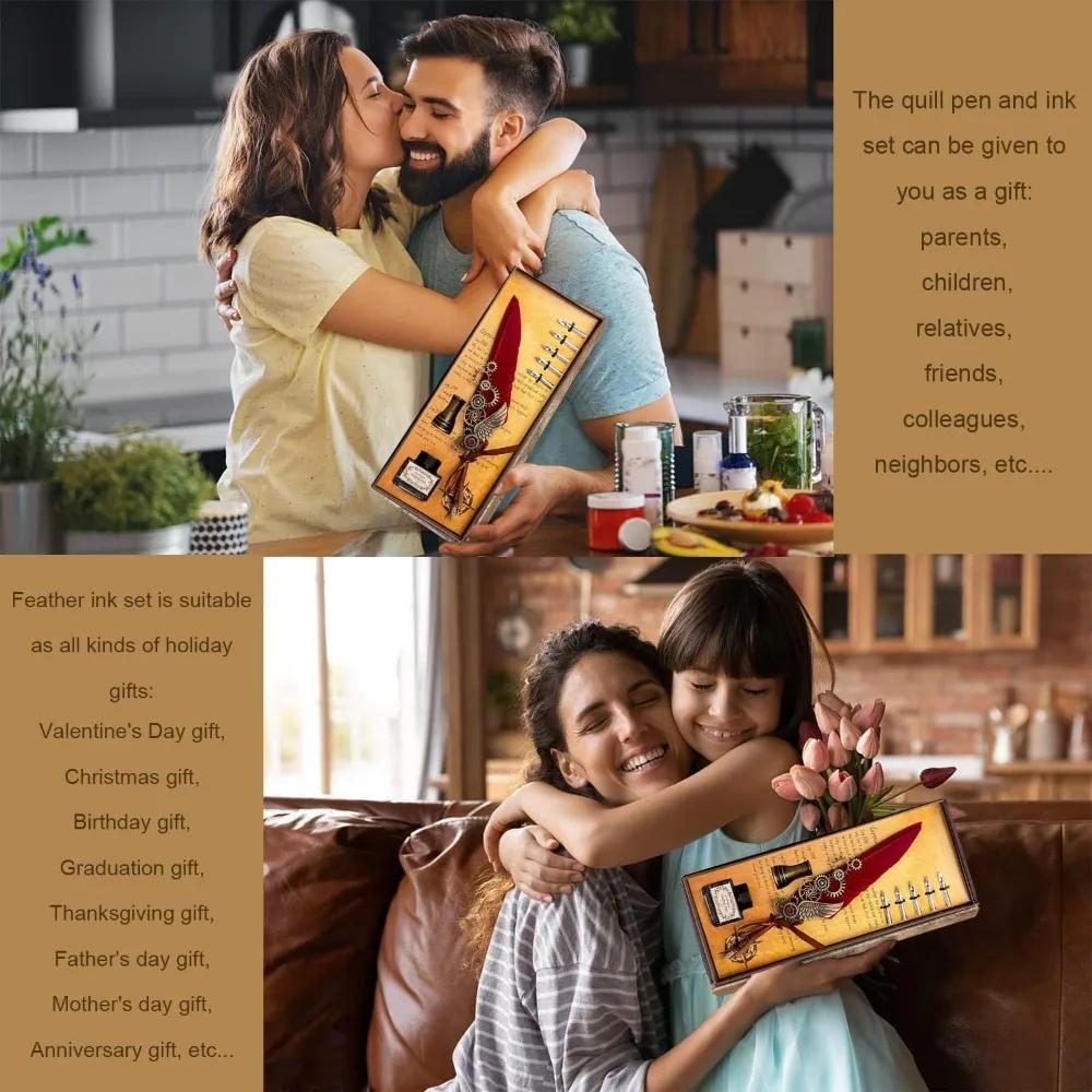 Map with Base Mechanical Wings Dipped In Water Pen Creative Birthday Holiday Gift Set Business Gifts Antique Feather Dip Pen