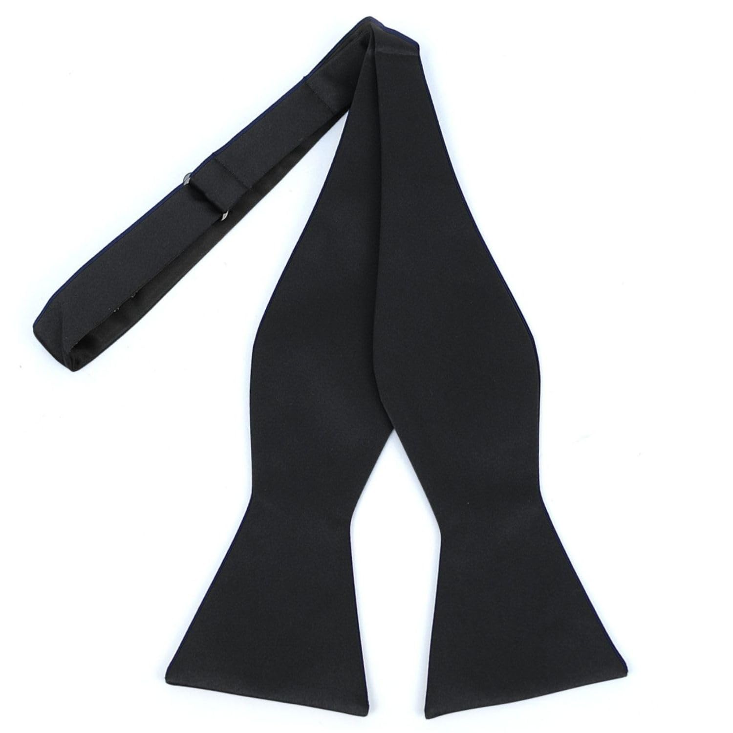[Bowties.jp] Plain Black and White Silk Hand-Tie Bow Tie (Black)
