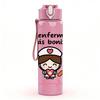 1PC La Enfermera Nurse Cartoon 750ml Color Plastic Sports Water Bottle Leakproof Flip Straw Lid Suitable for Sports Office Home Use