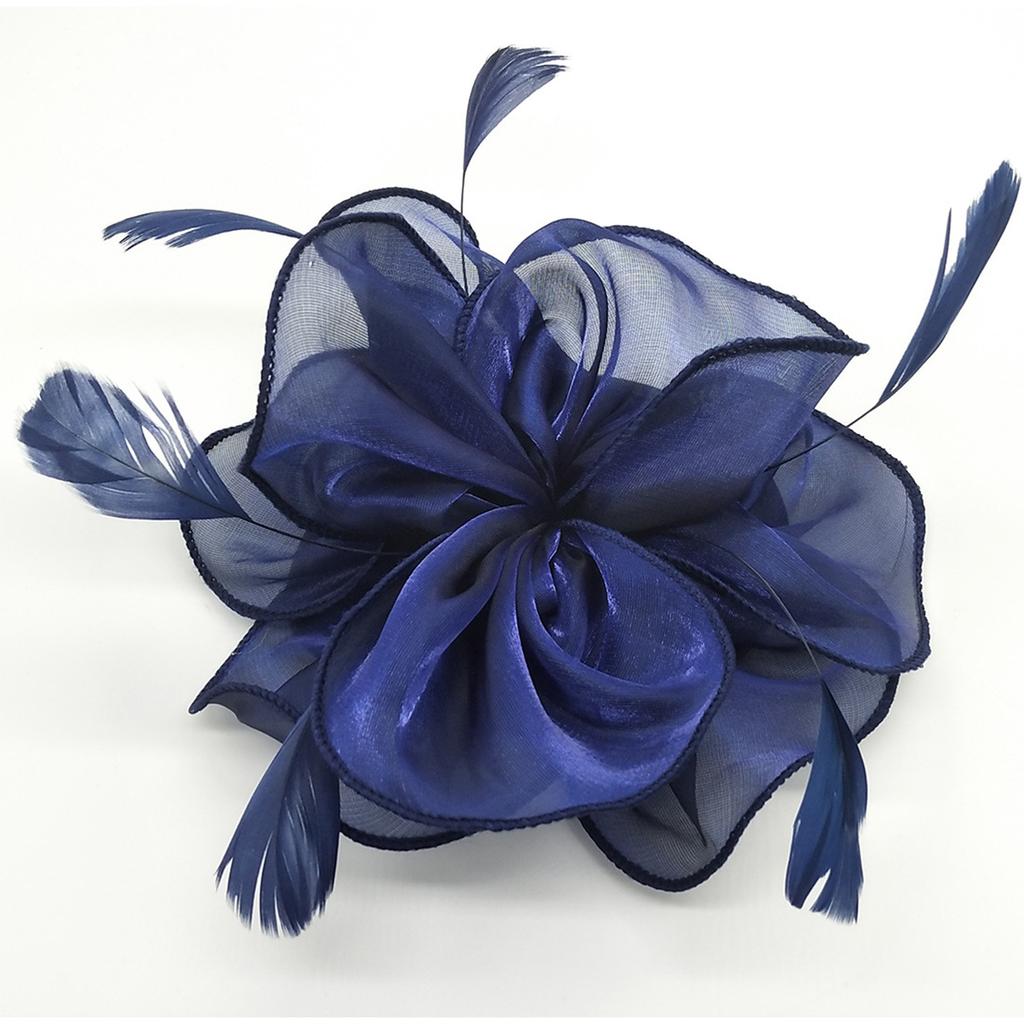 Tea Party Fascinator Hat for Party Wedding Women Feather Organza Fascinator Hair Pin Hat Big Flower Church Cap Headdress