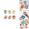 Juego de Bloques de Construcción de Ensamblaje de Robot de Dibujos Animados de Madera de 6 Piezas Juguete Rompecabezas Infantil Para el Desarrollo Cerebral