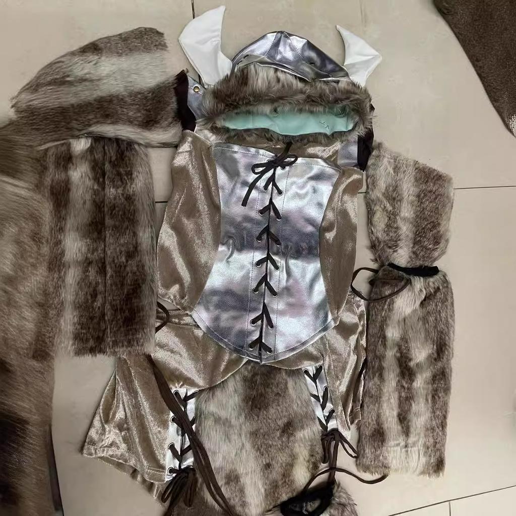 Halloween Pirate Viking Uniform, Cosplay Viking costue Bull King Warrior Show