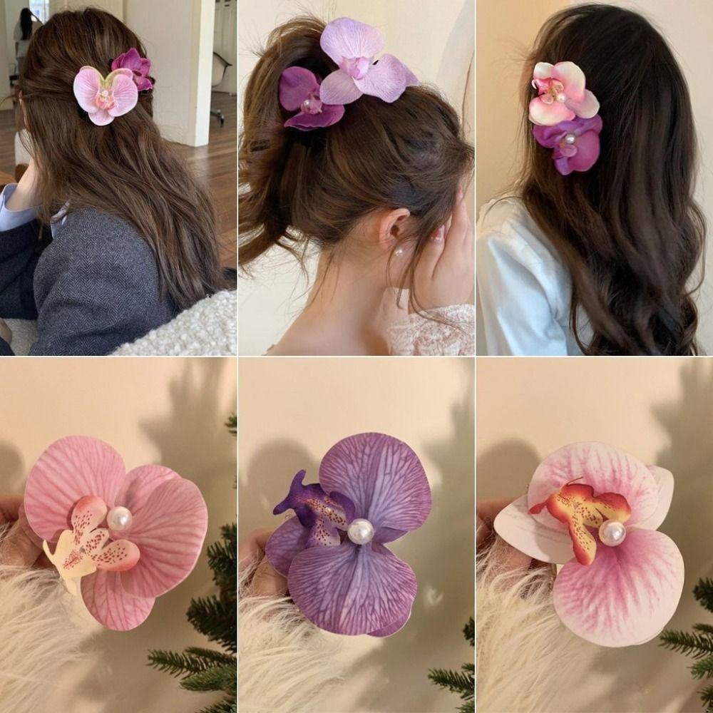 Phalaenopsis Pearl Hair Clip Orchid Butterfly Hair Clip Duckbill Clip Hair Styling Tools Bow Flower Hair Clips Hair Accessories