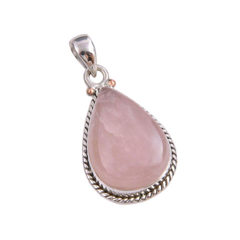 Natural Rose Quartz Gemstone Handmade 925 Solid Silver Gift Pendant 1.50" D7e43