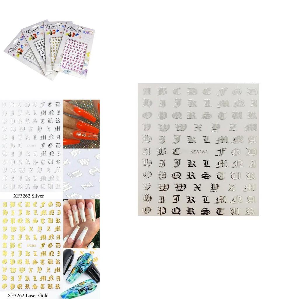 Fashionable 3d Nail Art Stickers With Latin Roman And English Alphabet Letter Designs