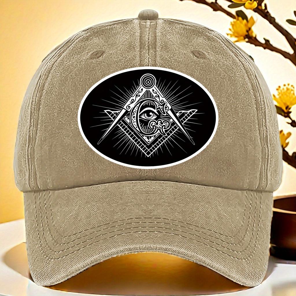 Freemason Seeing Eye Symbol Print Adjustable Baseball Cap Lightweight Washable Hat Suitable for Casual Themed Events
