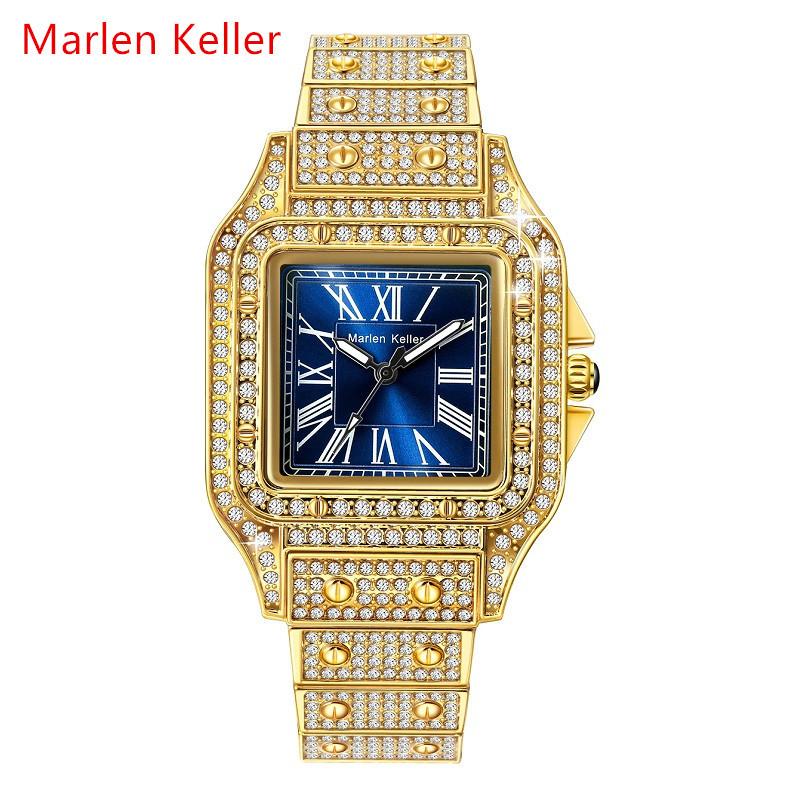 Dámské hodinky Módní Luxusní Křemenné Náramkové Hodinky pro Dámu Ciferník s Diamanty Hodiny z Nerezové Oceli