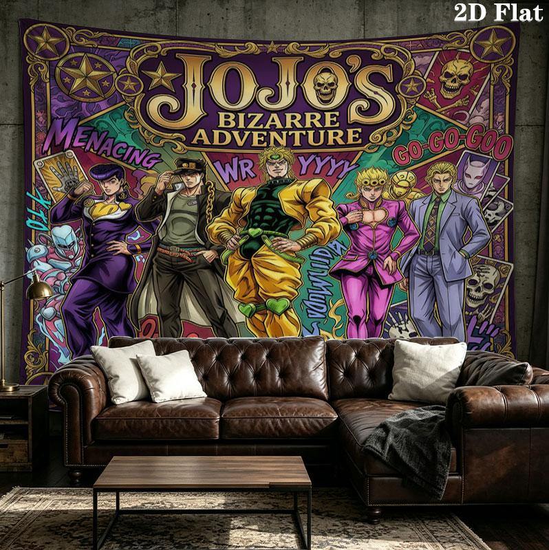 Jojos Bizarre Adventure Wall Tapestry Aesthetic Wall Hanging Printed Fabric Blanket Decorative Tapestries For Bedroom Living Room Home Decor