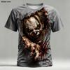 Halloween Męska Koszulka 3D z Iluzją Optyczną Straszny Klaun Krótki Rękaw Okrągły Dekolt Koszulka Horror Klub Impreza Streetwear