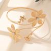 Temperament Retro French Flower Arm Ring Geometric Line Rhinestone Flower Upper Arm Bracelet Female Niche