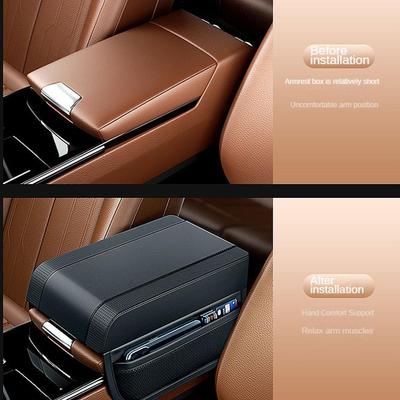 Reposabrazos de Coche Almohadilla de Altura Universal Cuero Cojín Reposabrazos Con Bolsillo Central Algodón Memoria Soporte Codo Almacenamiento Reposabrazos