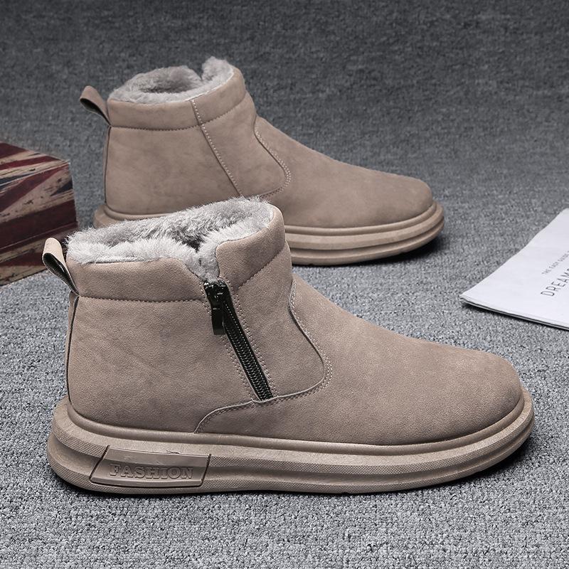 Winter Cotton Shoes Side Zipper High Top Velvet Thickened Warm Men's Snow Boots Non-slip Shoes