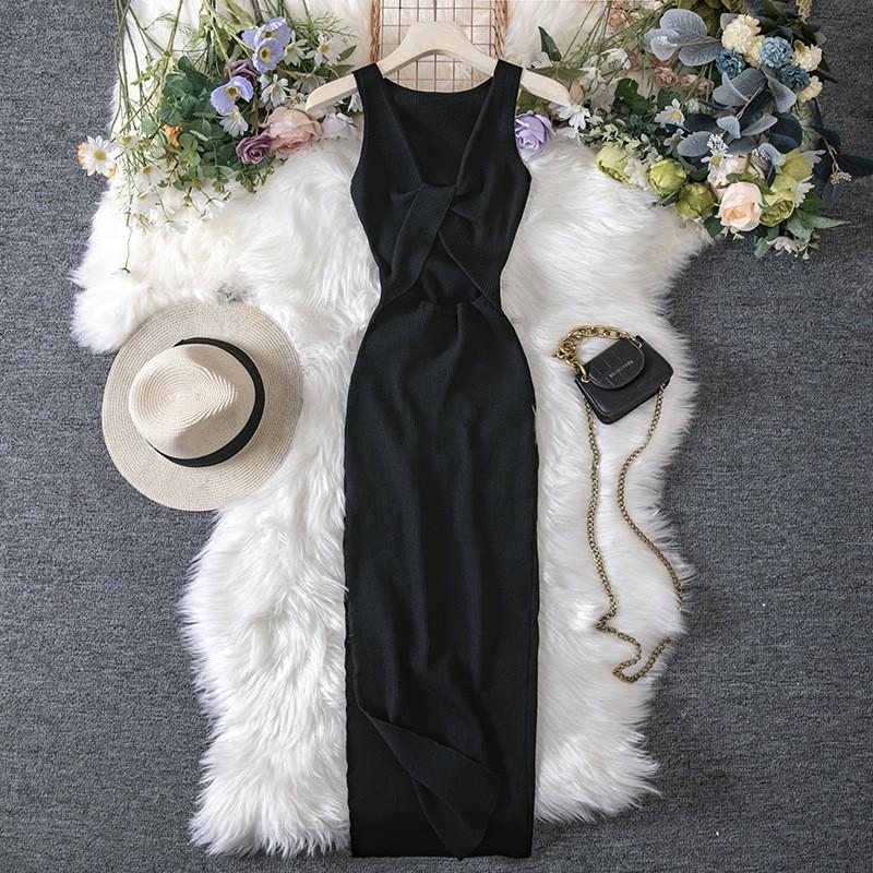 

Женское цельное ажурное модное вязаное платье-трансформер One Size чёрный