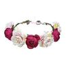 Mode Bohemia Girlang Rosblomma Krona Damhuvudband med Justerbart Band Flickor Blommig Krans Brud Halo Huvudprydnad