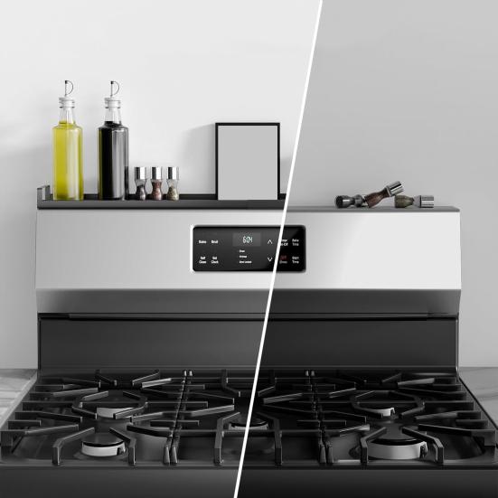 Extendable Spice Rack for Stove Magnetic Carbon Steel Spice Organizer Adjustable Length Tool-Free Installation Stove Top Shelf for Kitchen Countertop