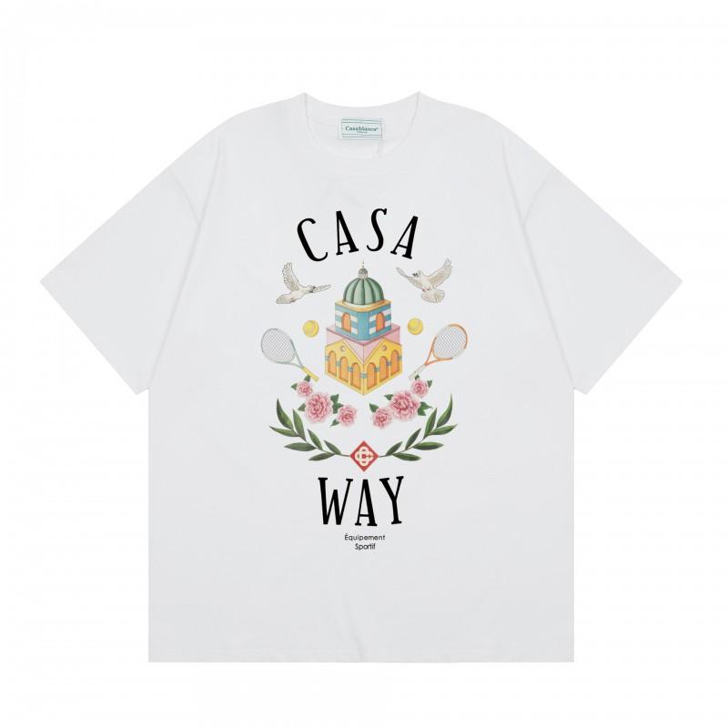 Casablanca Streetwear T-Shirt Men Women Loose Fit Short Sleeve Casual Tee High Street Style