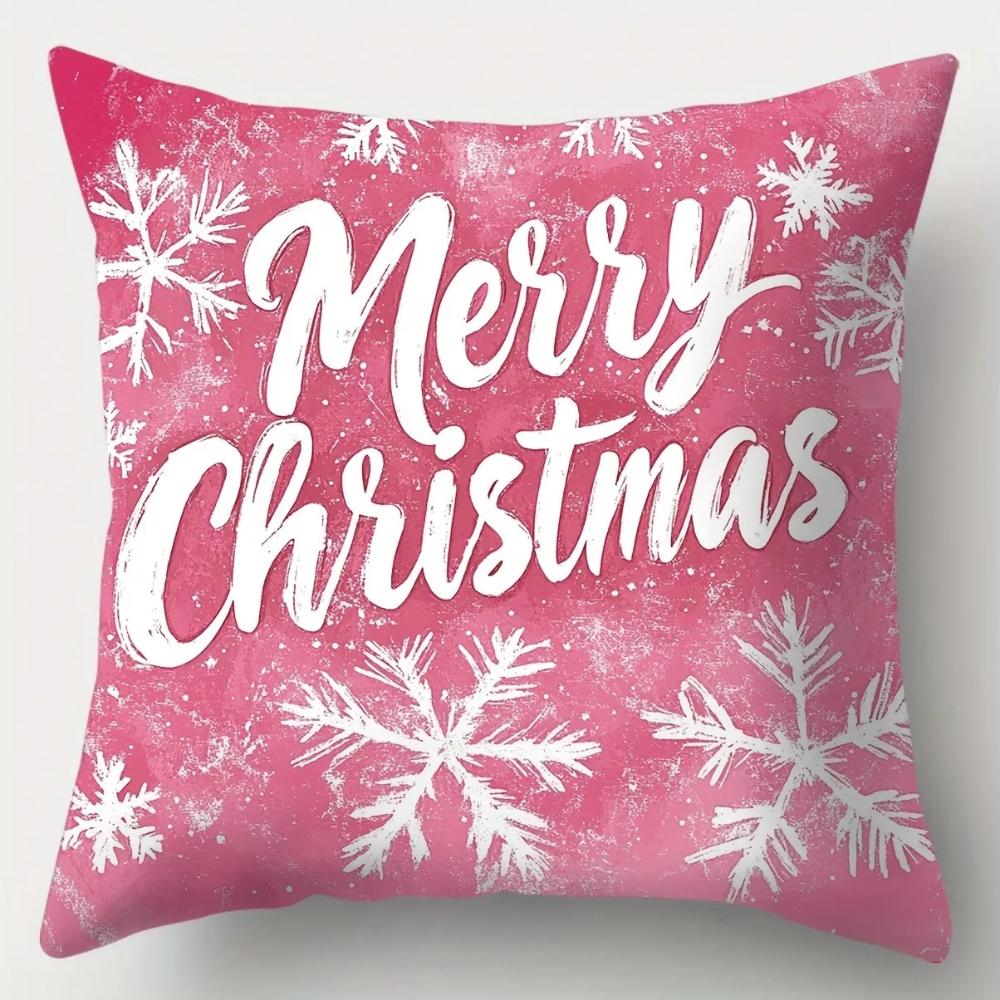 Merry Christmas Decoration Pillow Cover Red Pink Snowman Fawn Pattern Living Room Sofa Cushion Cover Room Home Decoration