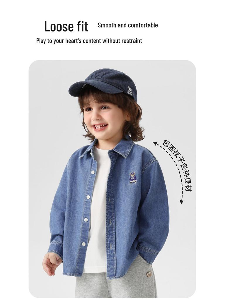 2026 Boys' European Denim Shirt Jacket - New Spring/Autumn Kids' Trendy Clothing