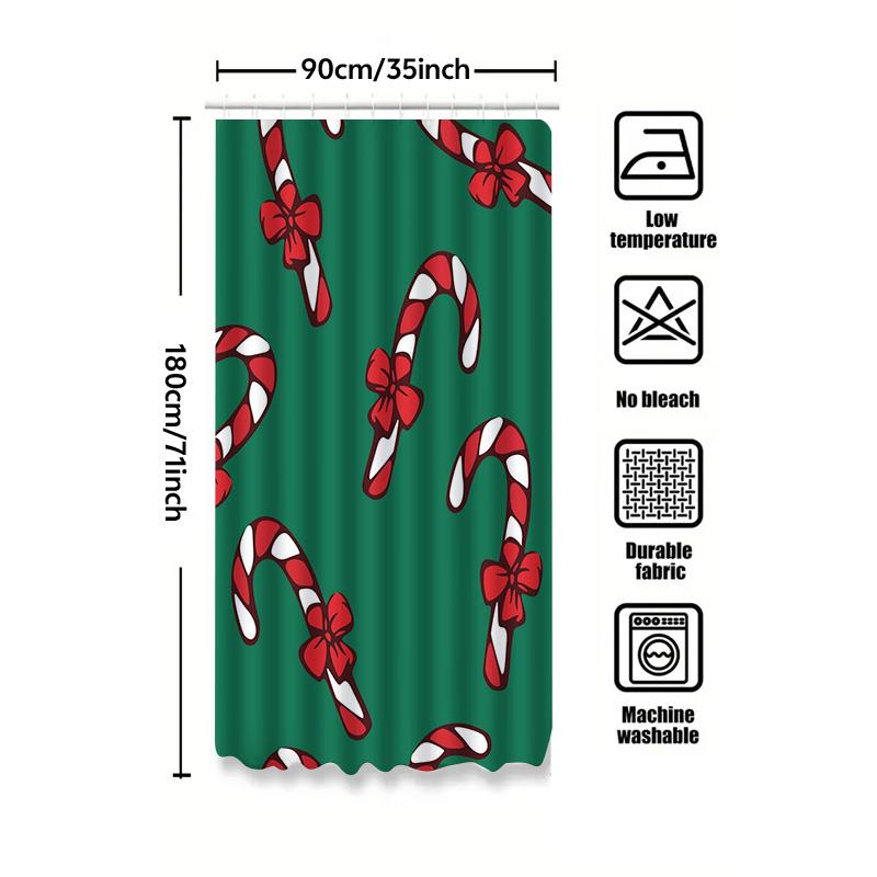 Tu Christmas Shower Curtain Festive Holiday Decor Holiday Bathroom Set Merry Christmas Pattern Waterproof Fabric Backdrop