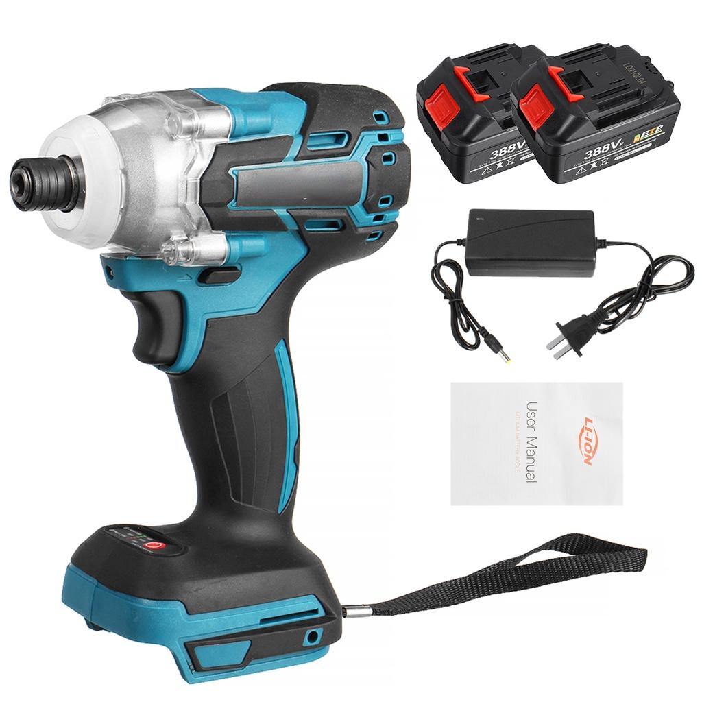 388VF Brushless Cordless Electric Screwdriver  1/4 Inch Power Tools Drill Driver + LED Light For 18V Battery