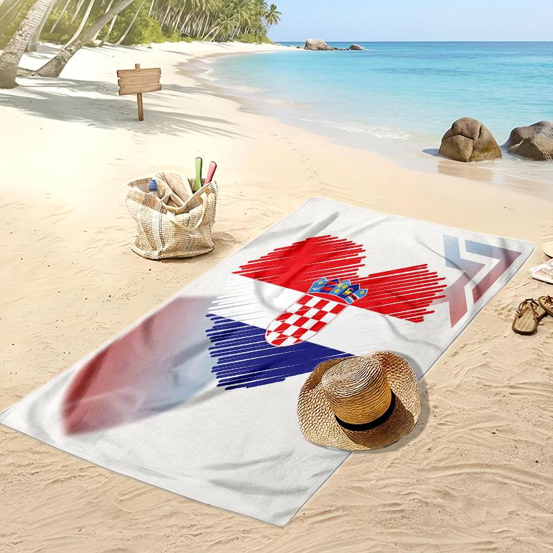 Asciugamano da Spiaggia con Stampa Calcio Croazia Asciugatura Rapida Super Assorbente Morbido Asciugamano da Bagno per Nuoto Spiaggia Viaggio Souvenir Regalo per Fan