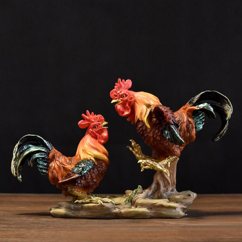 NORTHEUINS Realistic Rooster Resin Handicraft Ornaments Outdoor Garden Courtyard Decoration Ranch Home Micro Landscape Objects