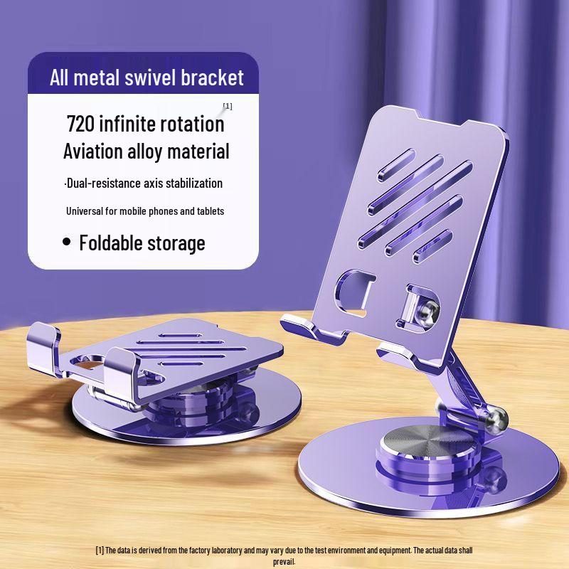 360° Rotating Foldable Metal Phone Stand for Desktop & Live Streaming