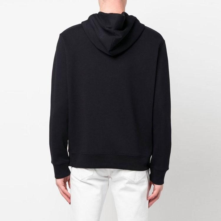 Emporio Armani Solid Color Hooded Pullover Loose Casual Long Sleeve Sweatshirt Men Sweatshirt Black 6L1MQ2-1JHSZ-13