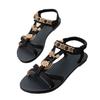 2025 foreign trade summer new women's flat sandals large size casual flat elastic band ethnic sandals