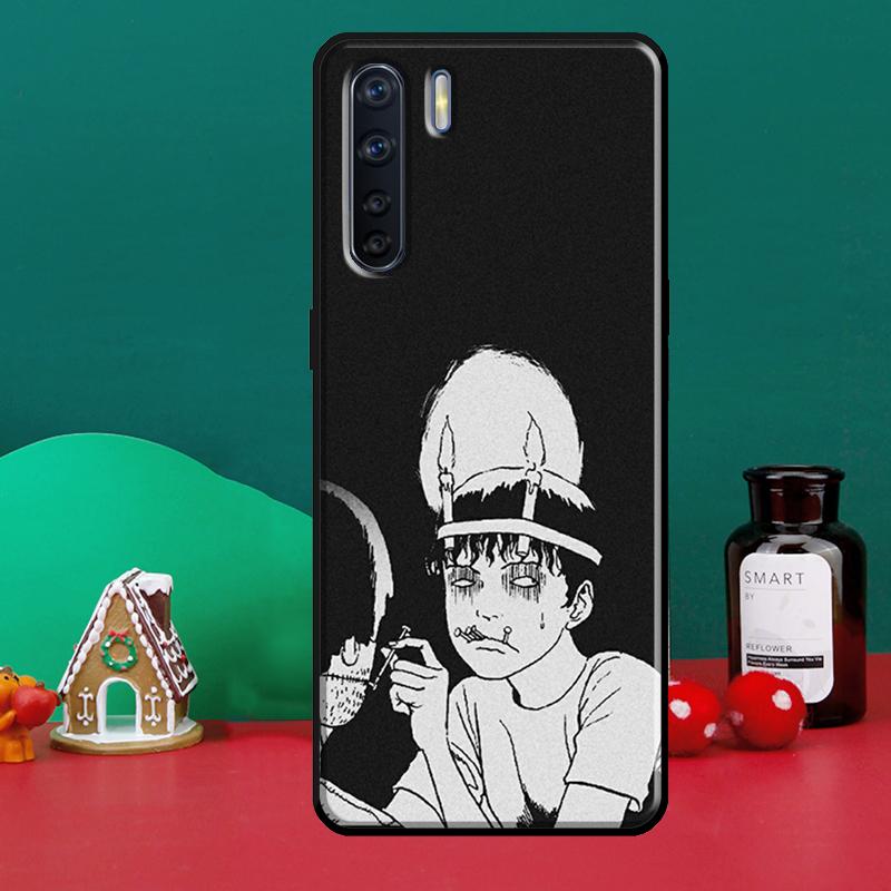 Pouzdro na hororovou mangu Junji Ito pro OPPO A5 A9 A31 A53 2020 A53S A1K A3S A5S A15 A52 A72 A83 A91 A54 A74 A94 Coque