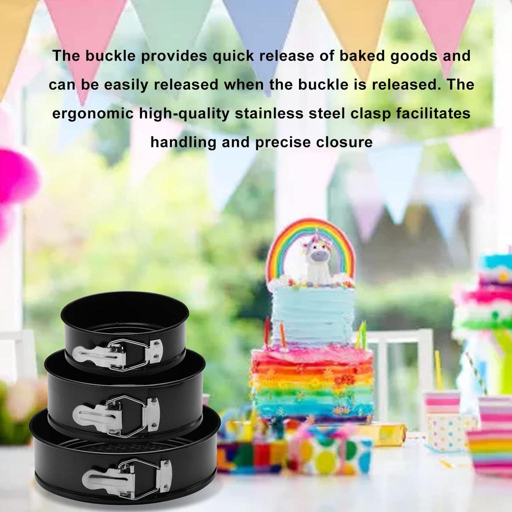 Removable Bottom Nonstick Iron Cheesecake Pan, Springform Pan, Machine Washable, 3 Sizes (S, M, L), Ideal for Home Use, Black