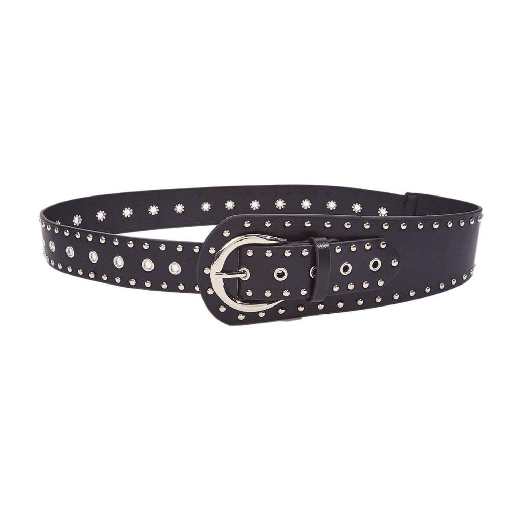 Fashion Style Punk Rivet Leather Belt Waist Accessory With Metal Pin Buckle