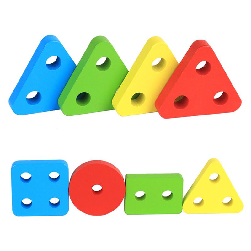 Montessori Wooden 3D Geometry Shape Educational Sorting Board Building Blocks Children Learning Shap