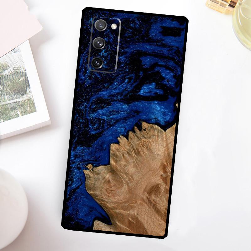 Hybrid Wood Resin Phone Case For Samsung Galaxy S23 S24 Ultra S22 S20 S21 FE Note 20 10 S8 S9 S10 Plus Cover